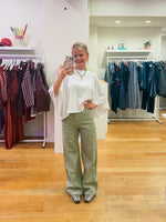 Green striped jeans