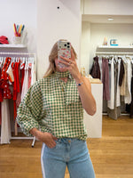 Vichy blouse details green