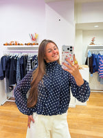 Polka blouse navy