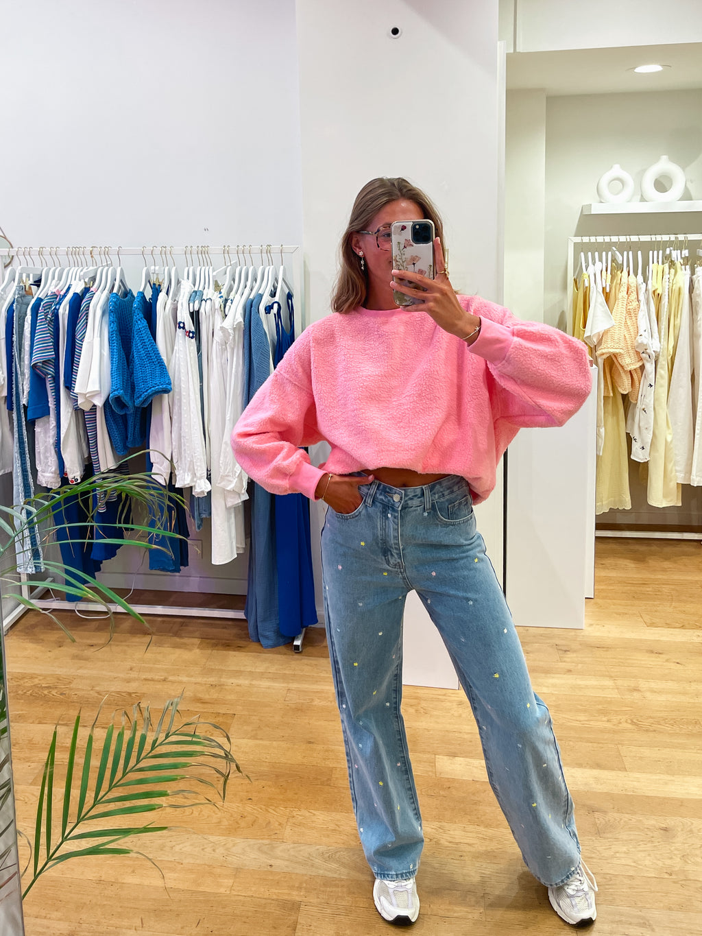 Pastel flower jeans