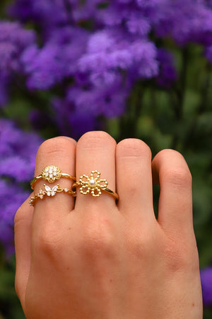 Champagne butterfly ring