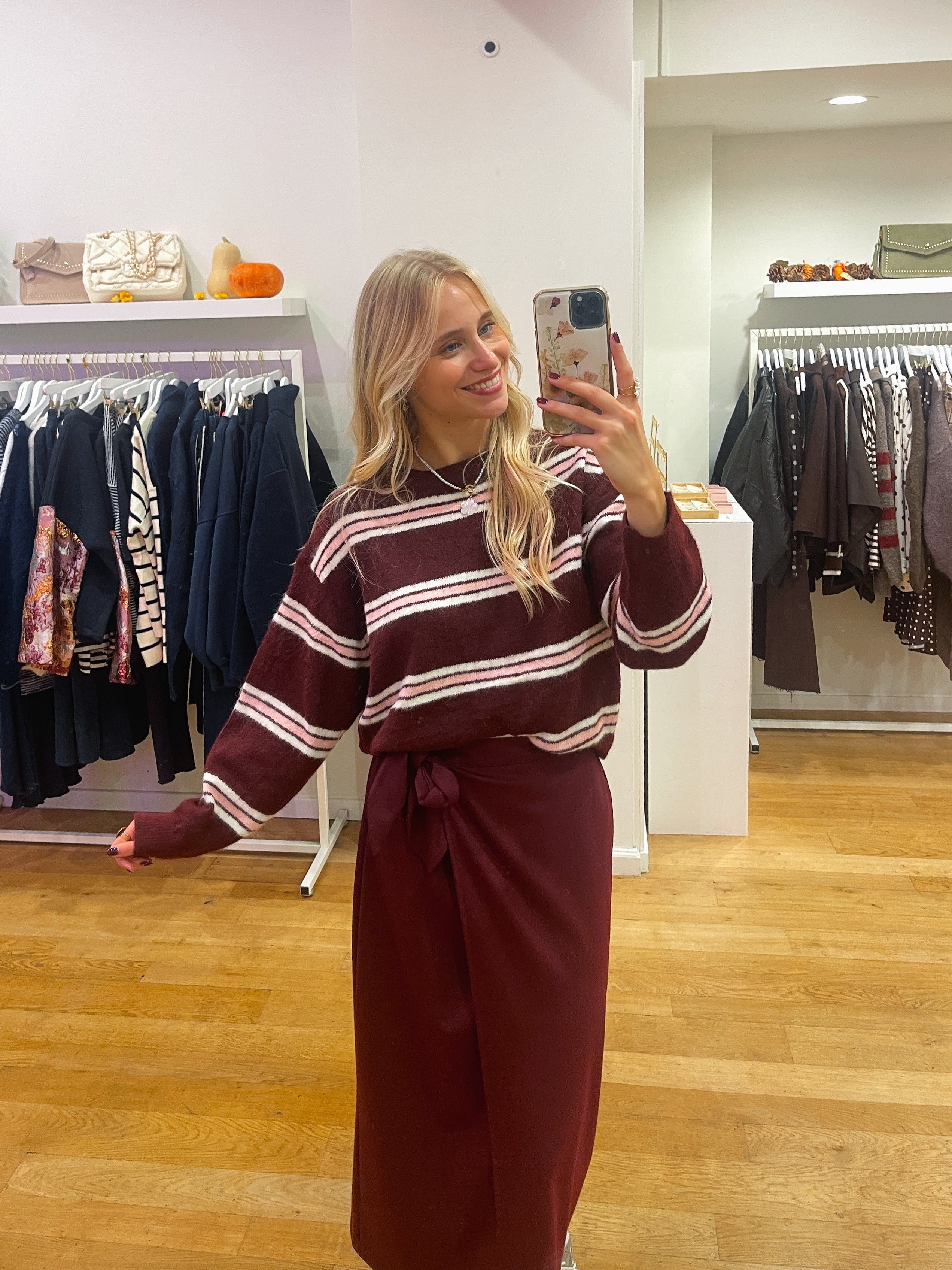 School stripes sweat bordeaux