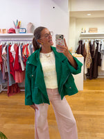 Oversized jeans jacket green