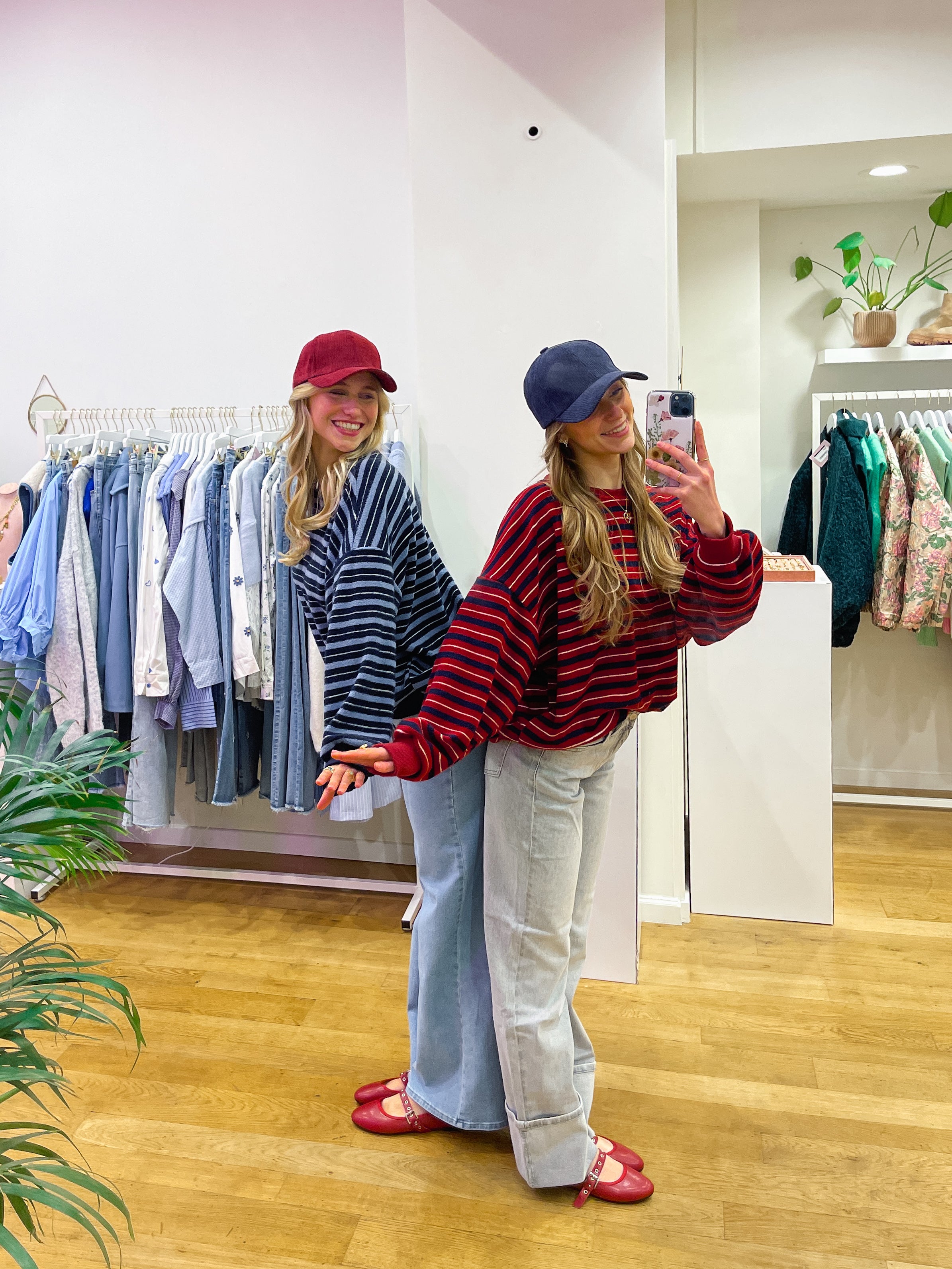 Fleece stripe sweater blue