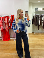 Striped wool sweater kobalt