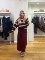 School stripes sweat bordeaux