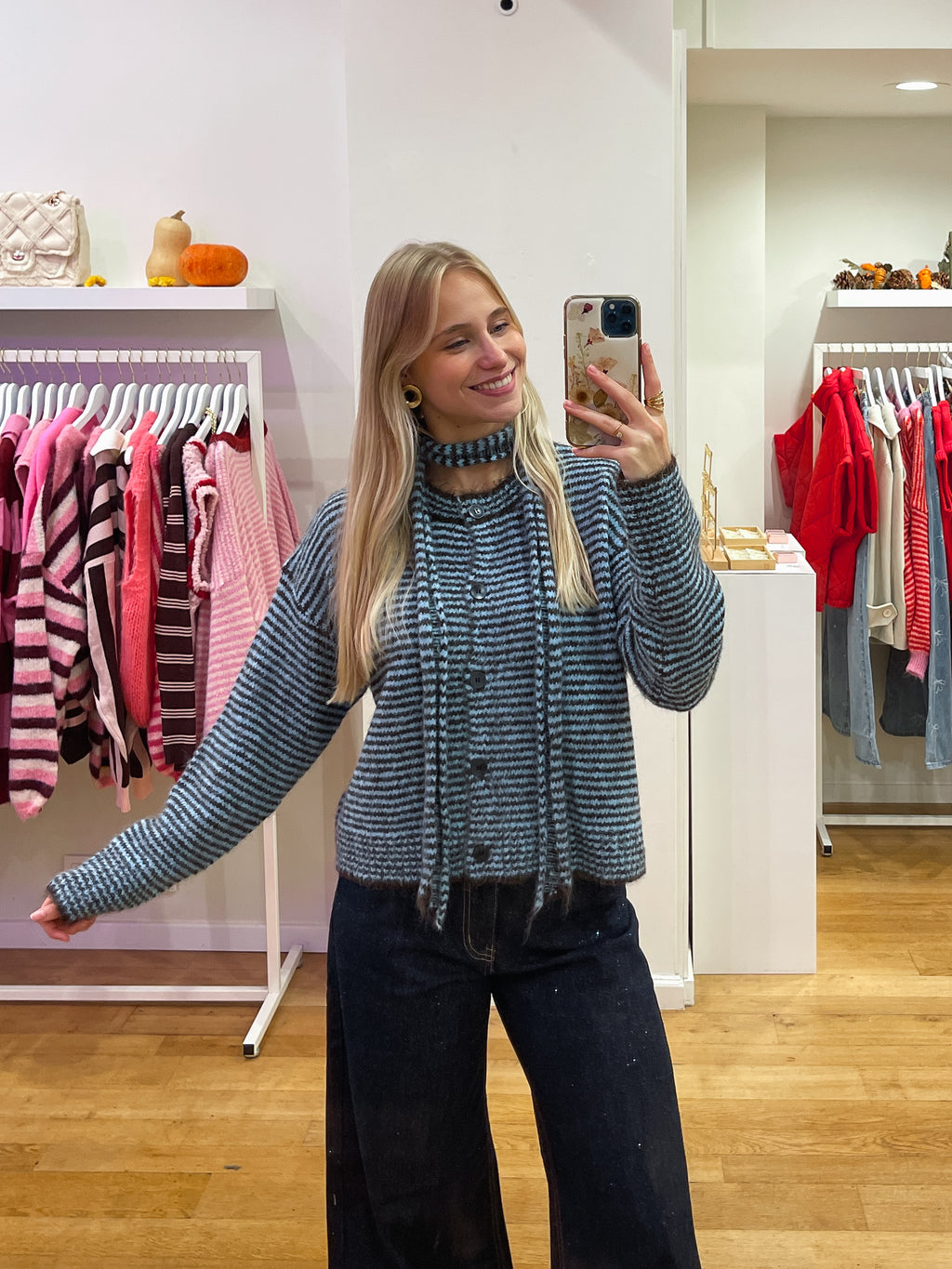 Cardigan + scarf blue