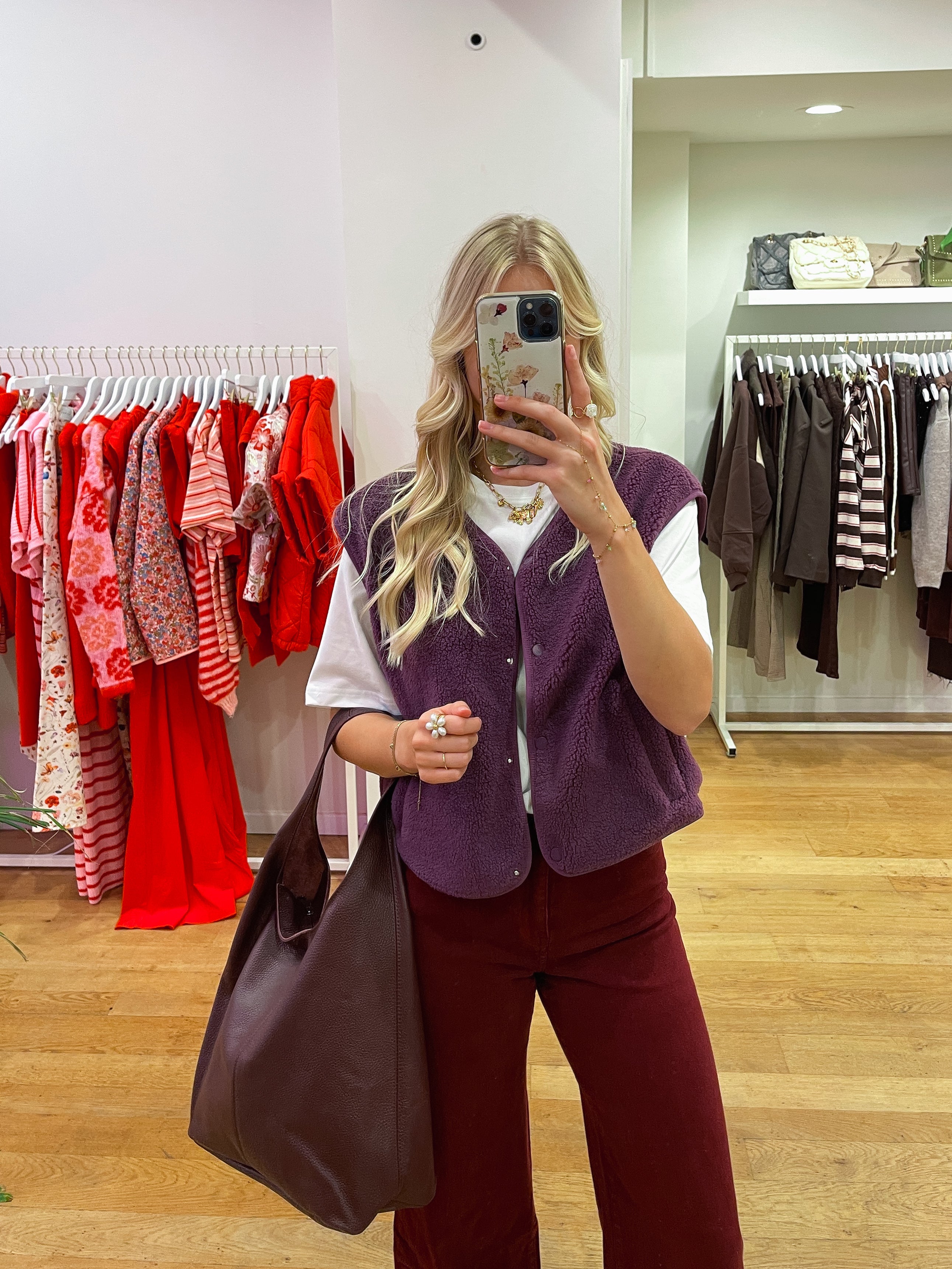 Teddy gilet aubergine