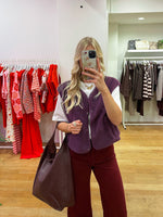 Teddy gilet aubergine