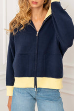 Yello & navy zipper sweat