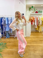 Lace jeans pink