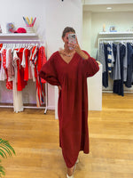 Oversized cotton dress bordeaux