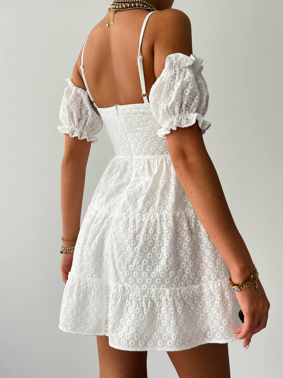 Summer white dress off shoulder
