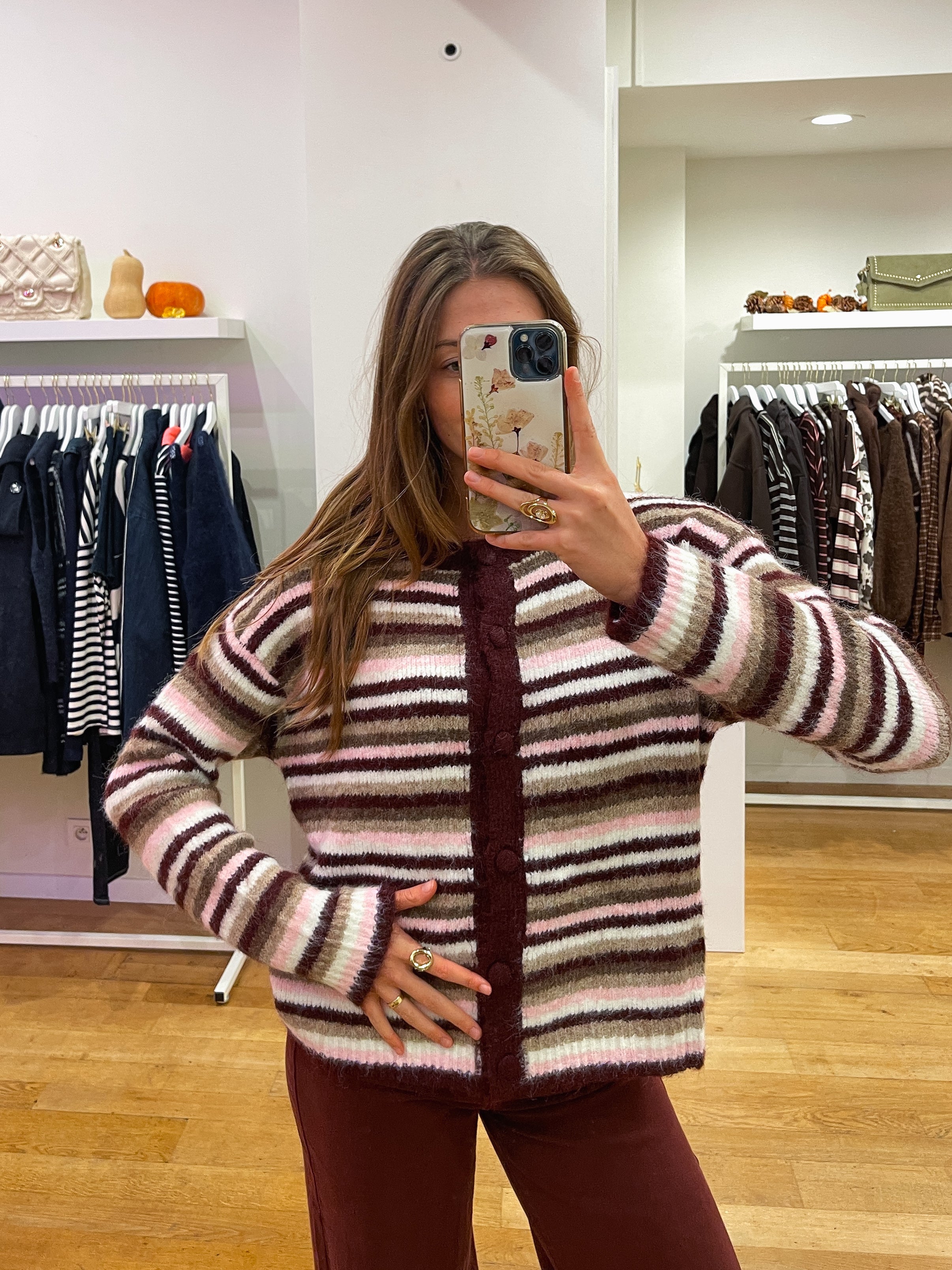 Cardigan stripes burgundy