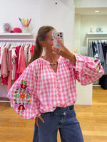 Pink embroidery blouse
