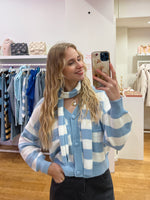 Cardigan + scarf blue