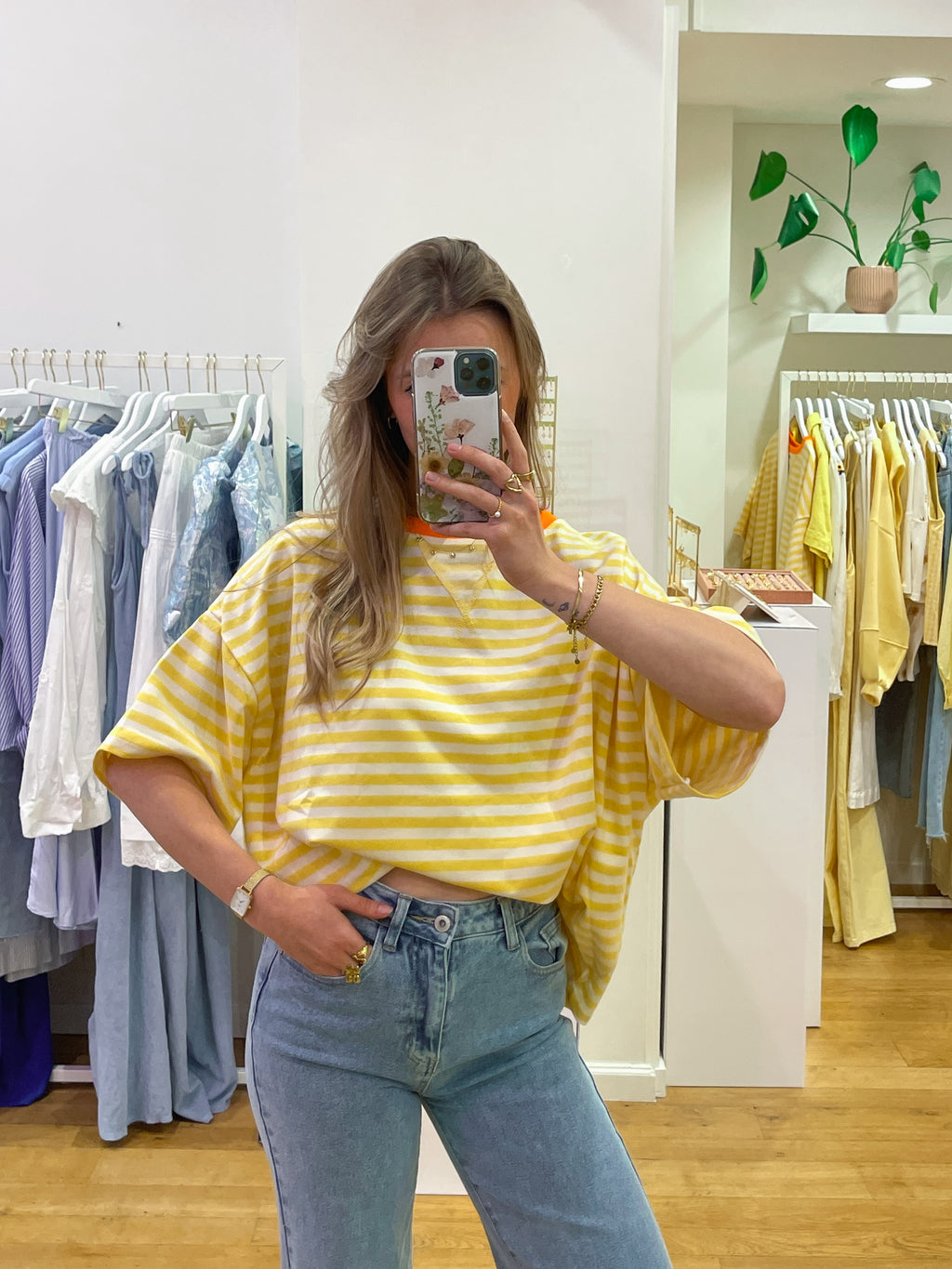 Striped tee yellow + orange