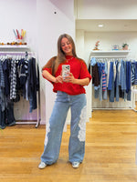 Lace vintage jeans