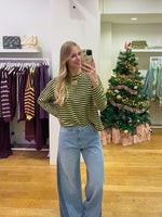 Striped long sleeve forest green