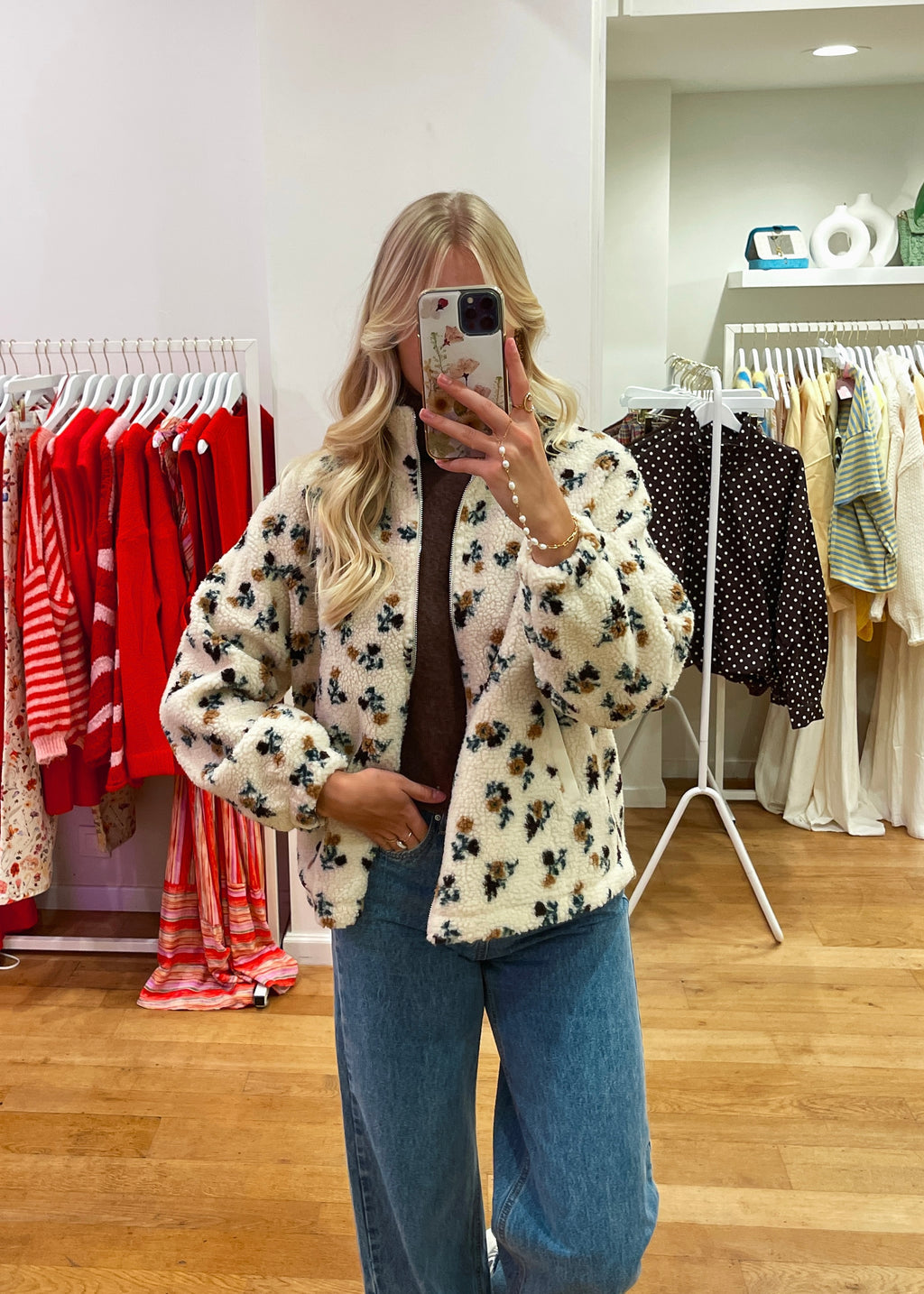 Teddy fleece jacket beige