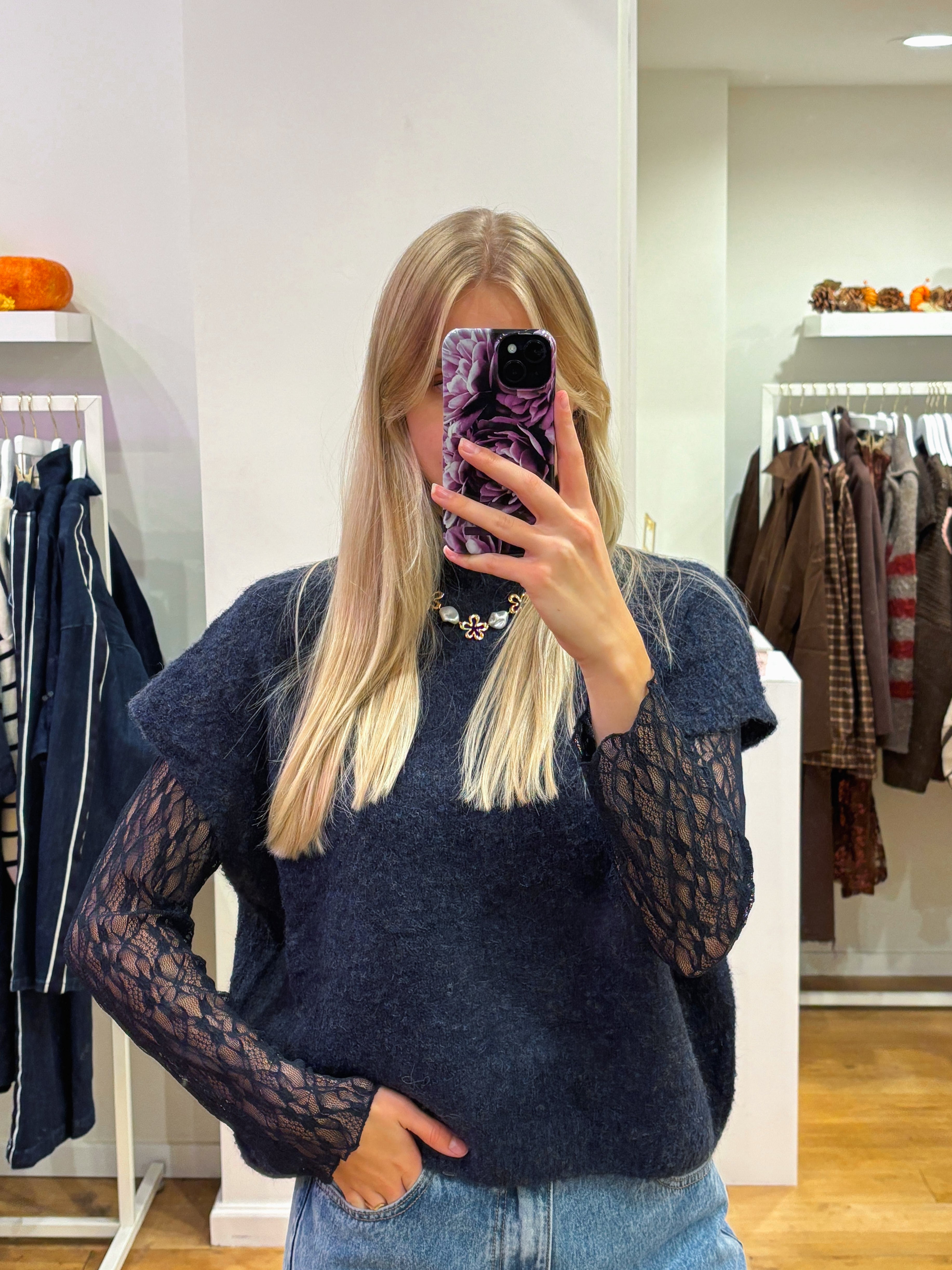 Debardeur navy+ lace top