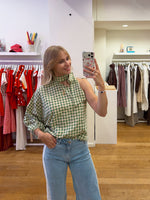 Vichy blouse details green
