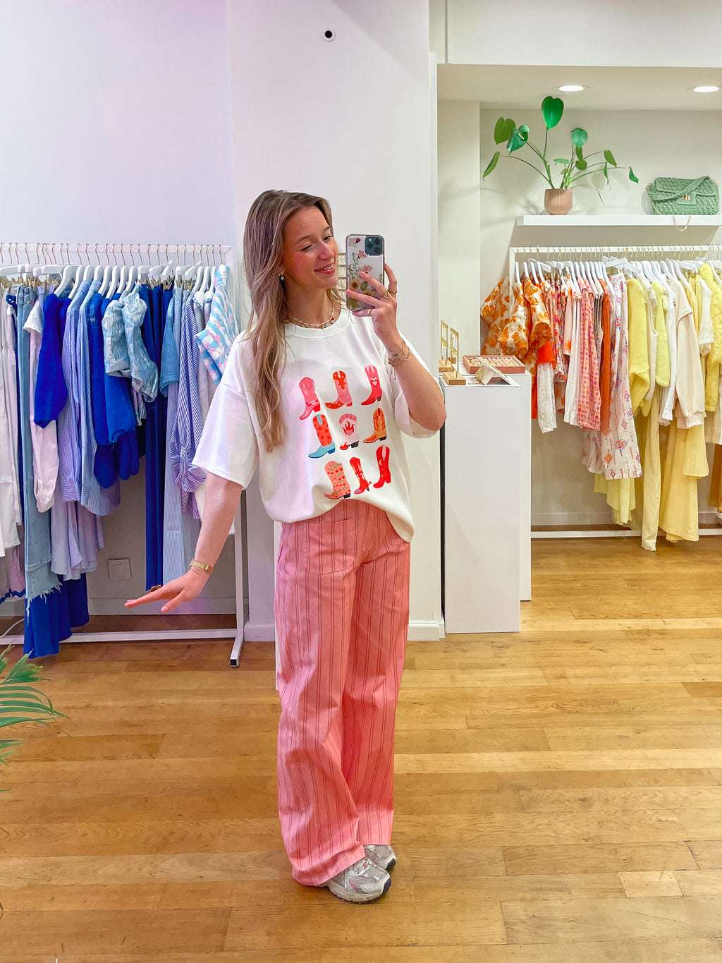 Cotton pants pink stripes