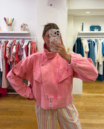 Jeans jacket pink