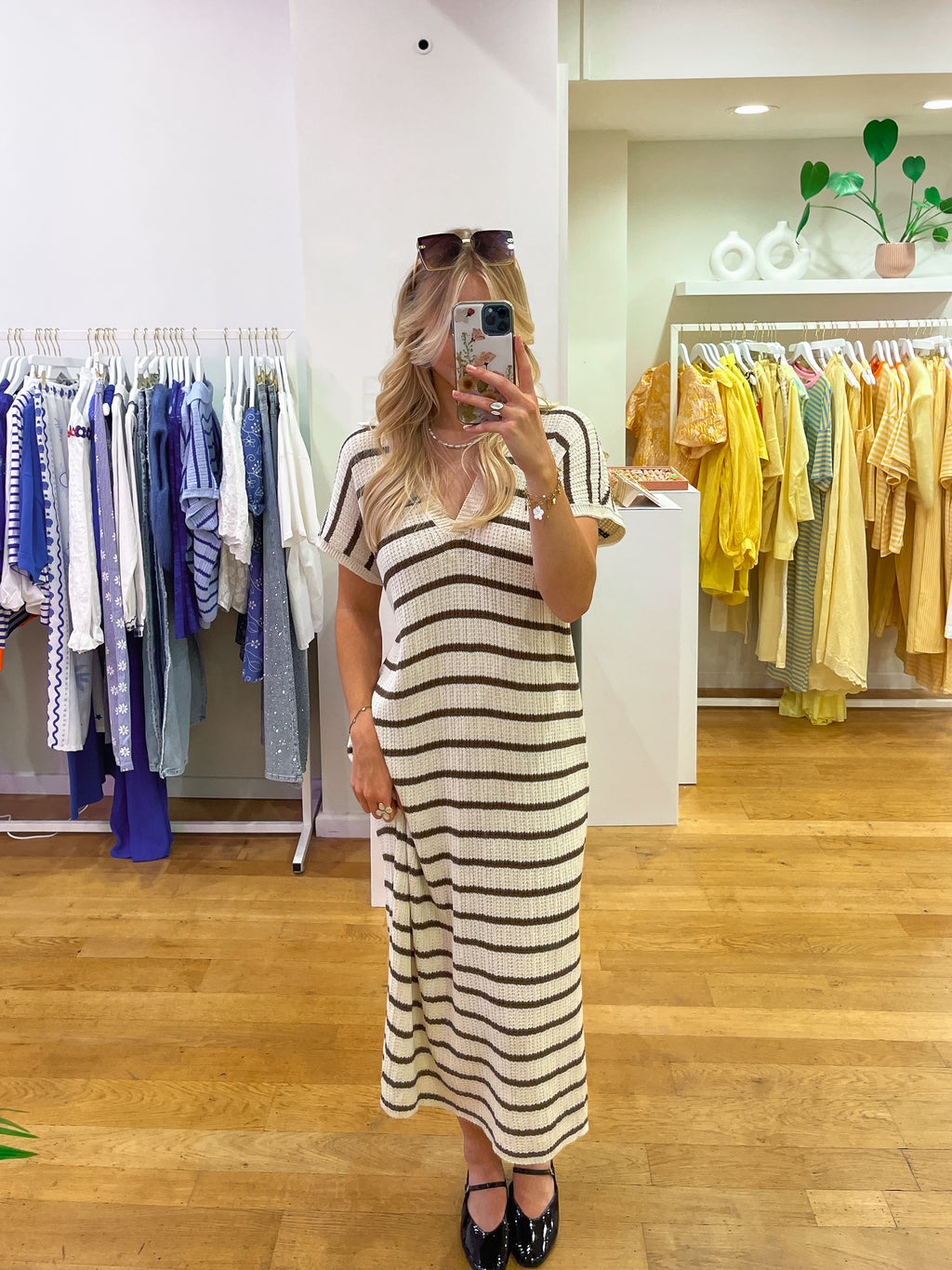 Striped dress brown
