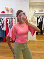 Slim waist tee pink