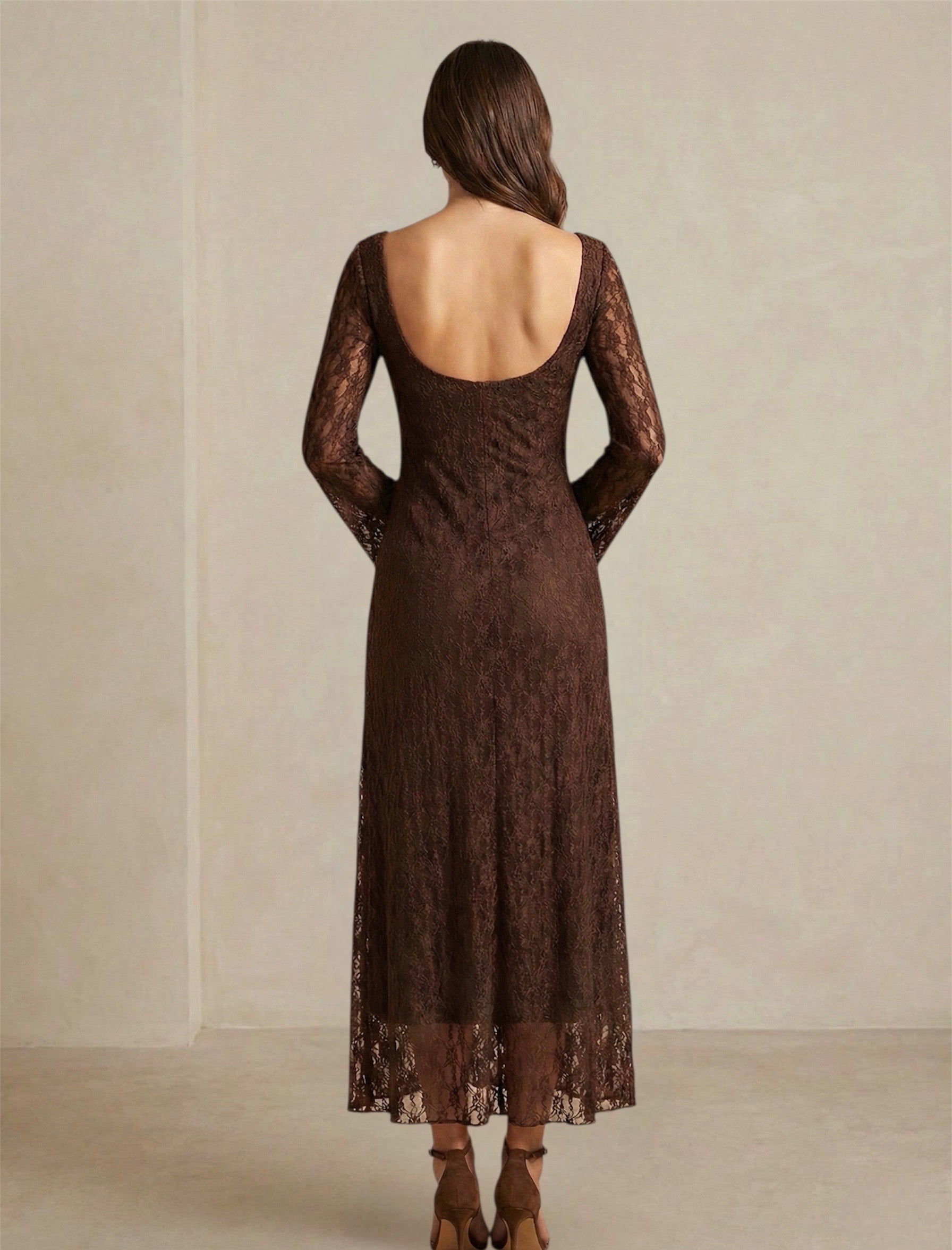 Lace dress brown