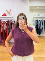 Kid mohair zipper aubergine