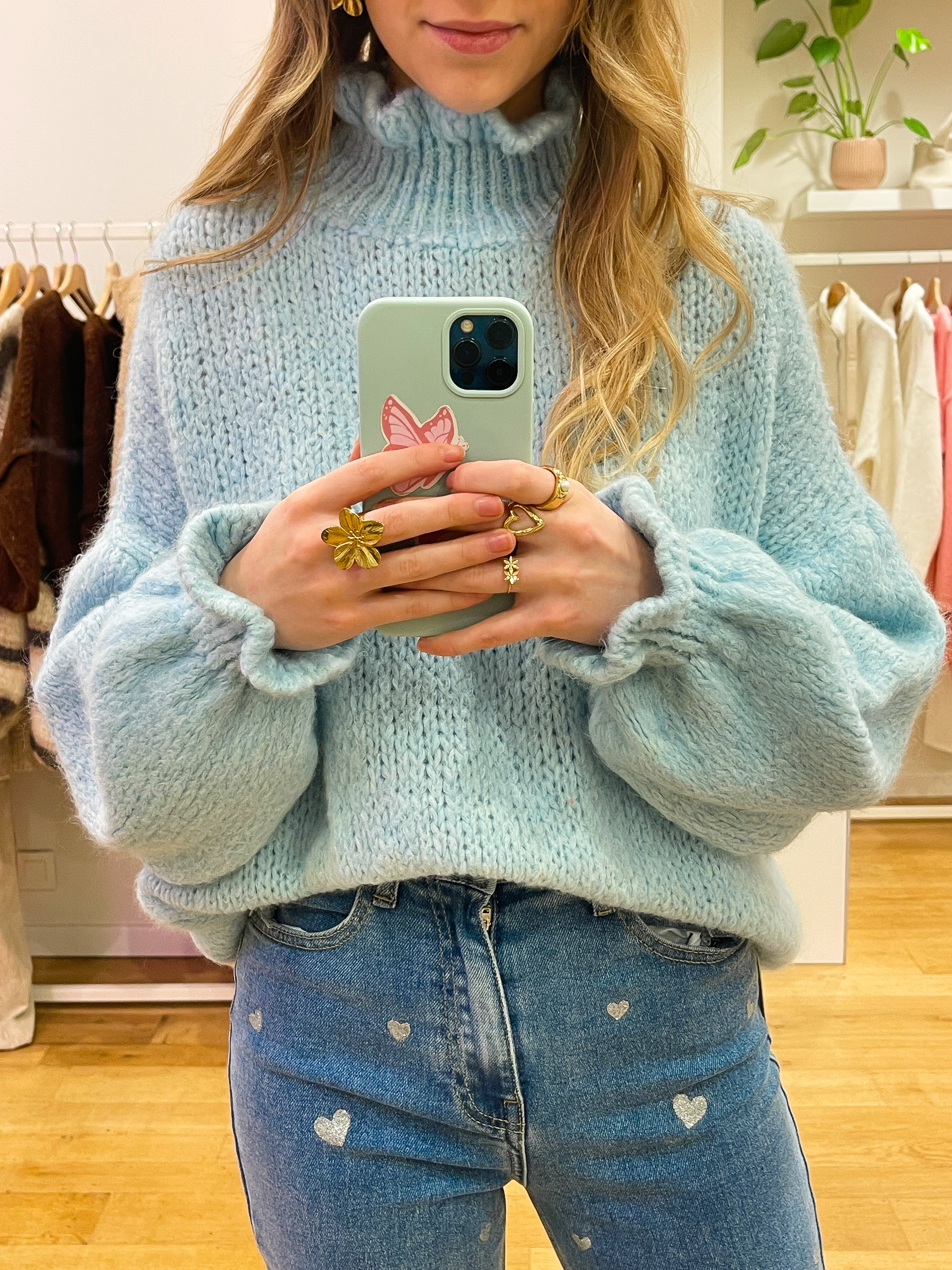 Cosy sweater bright blue