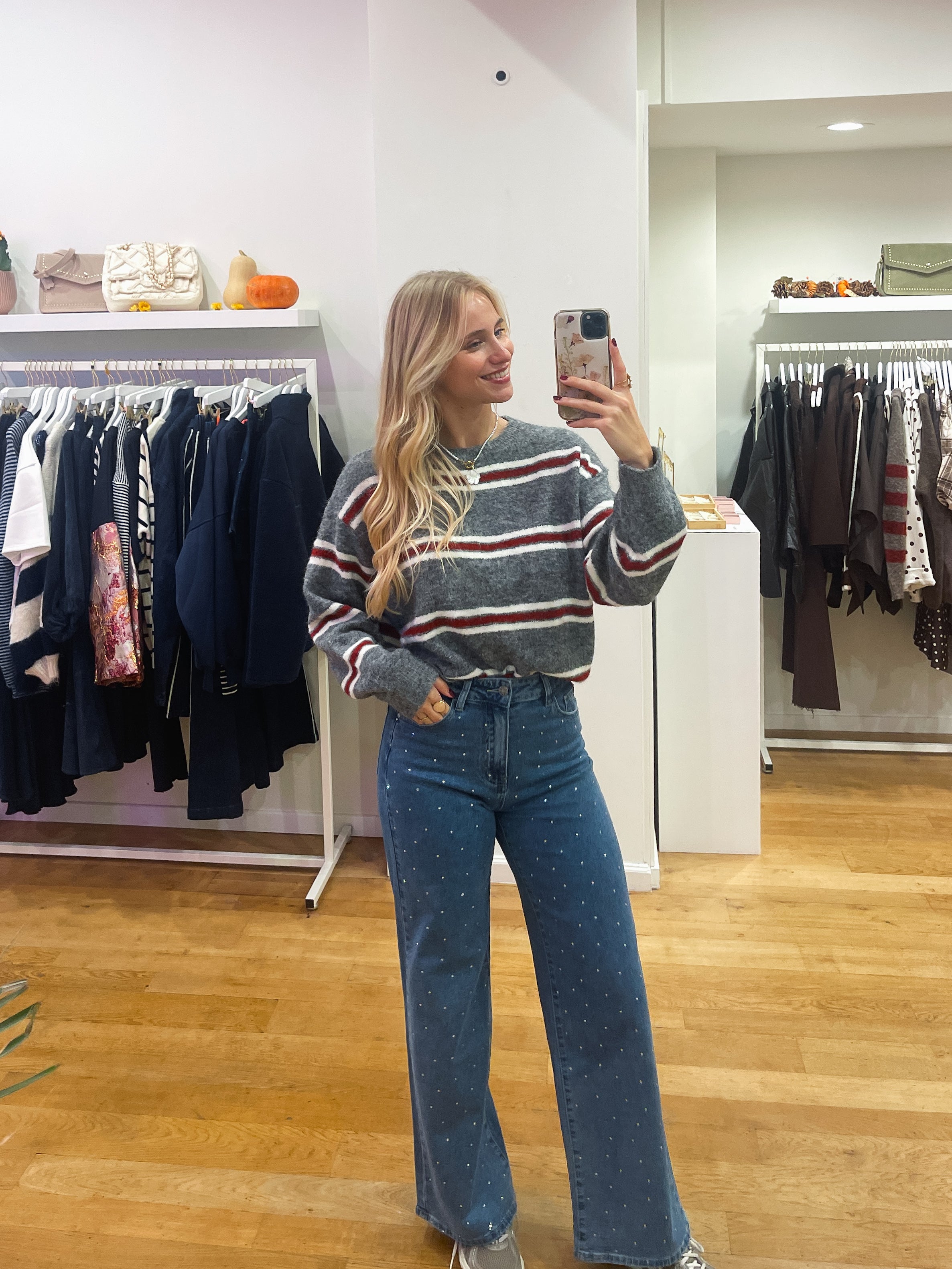 School stripes sweat grey