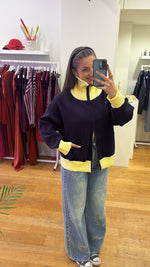 Yello & navy zipper sweat