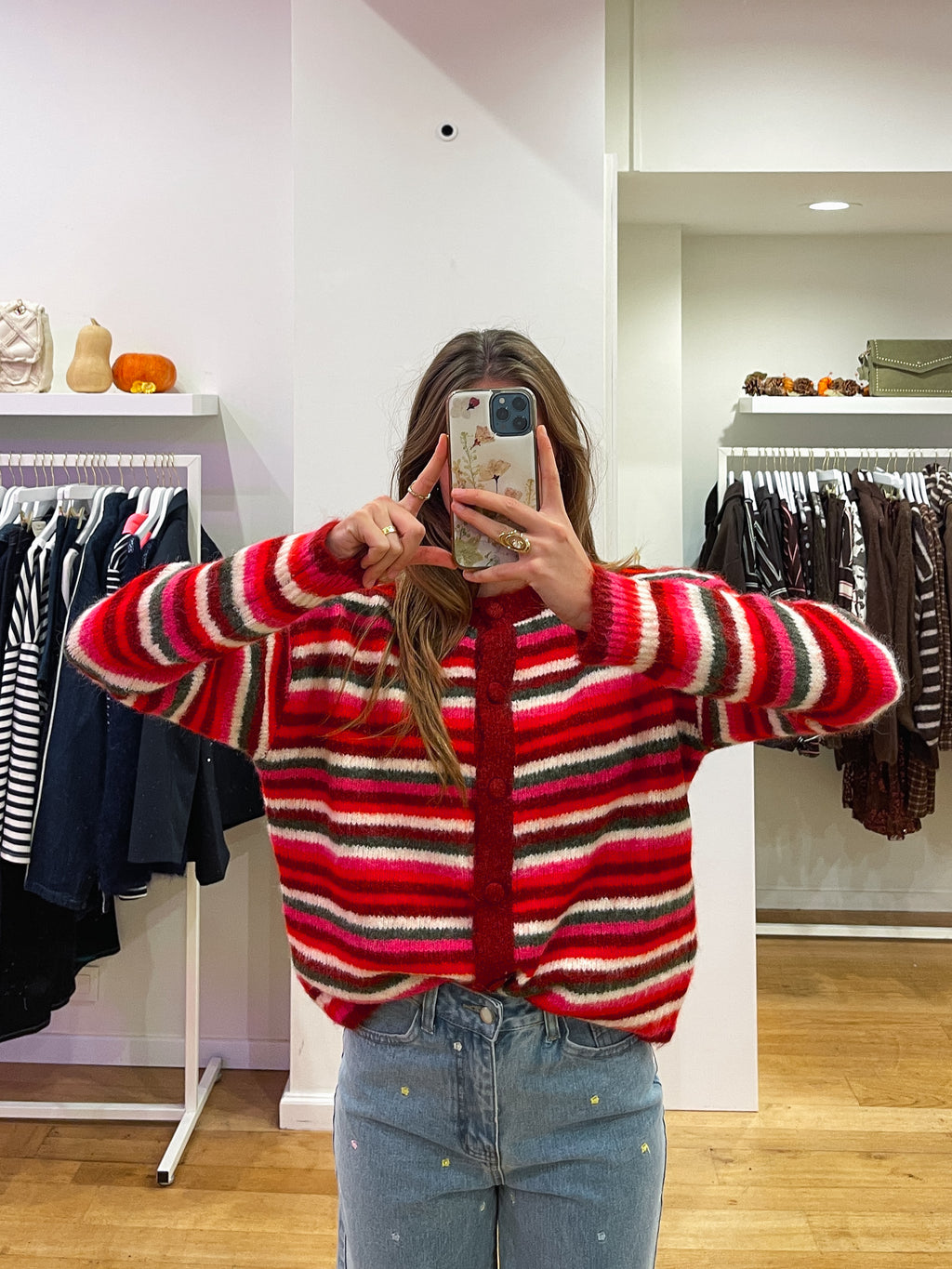 Cardigan stripes red
