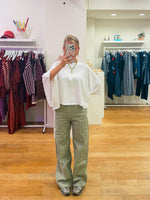 Green striped jeans