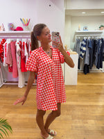Cotton dress vichy red