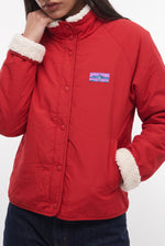 Double sided teddy jacket red