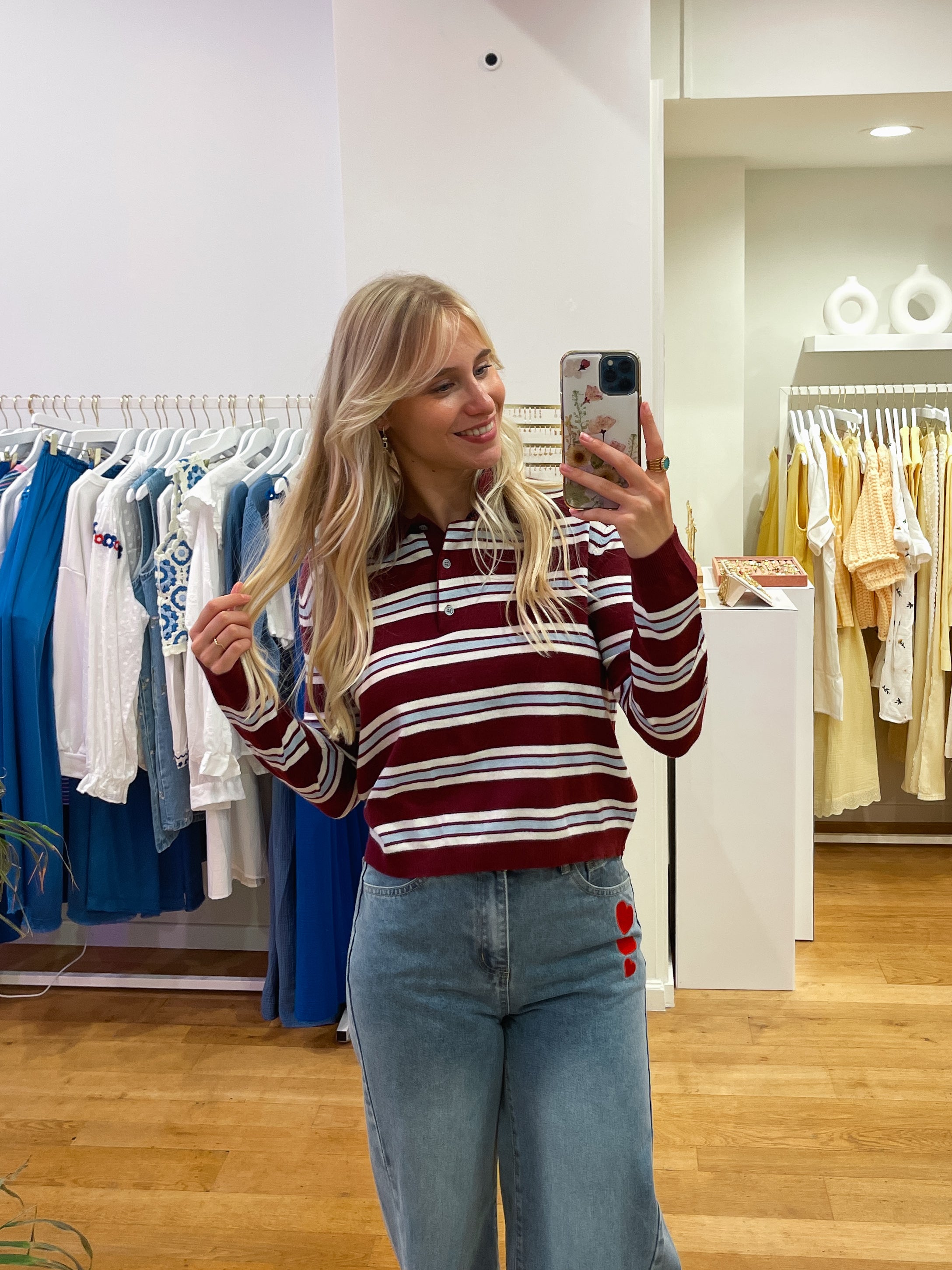 Bordeaux striped top