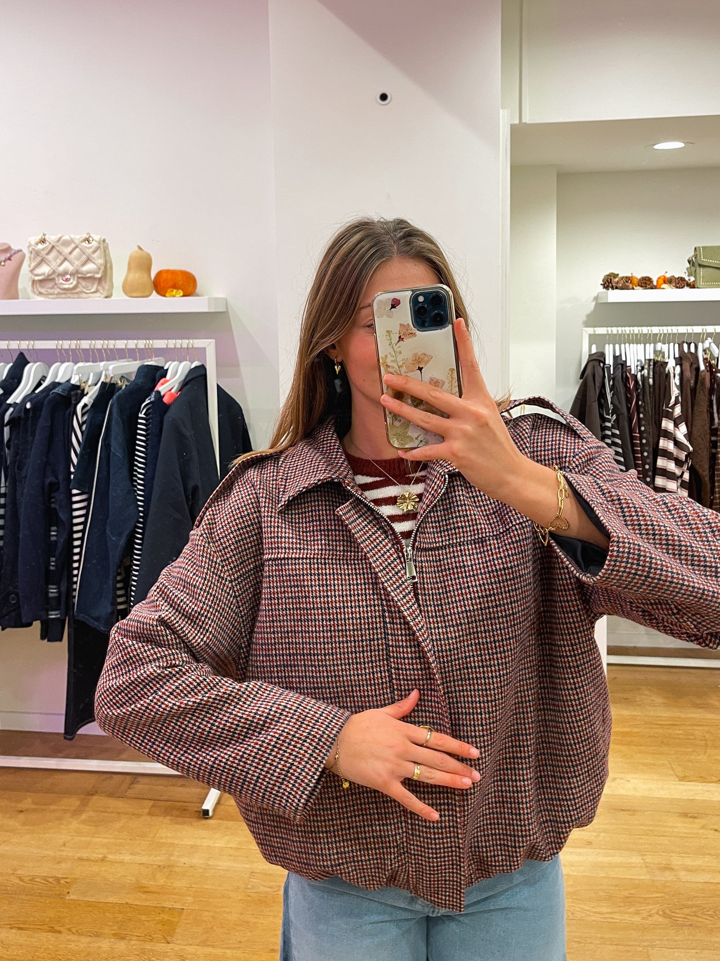 Soft vichy jacket bordeaux