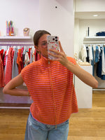 Striped zipper debardeur orange