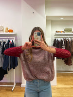 Lace + striped debardeur bordeaux