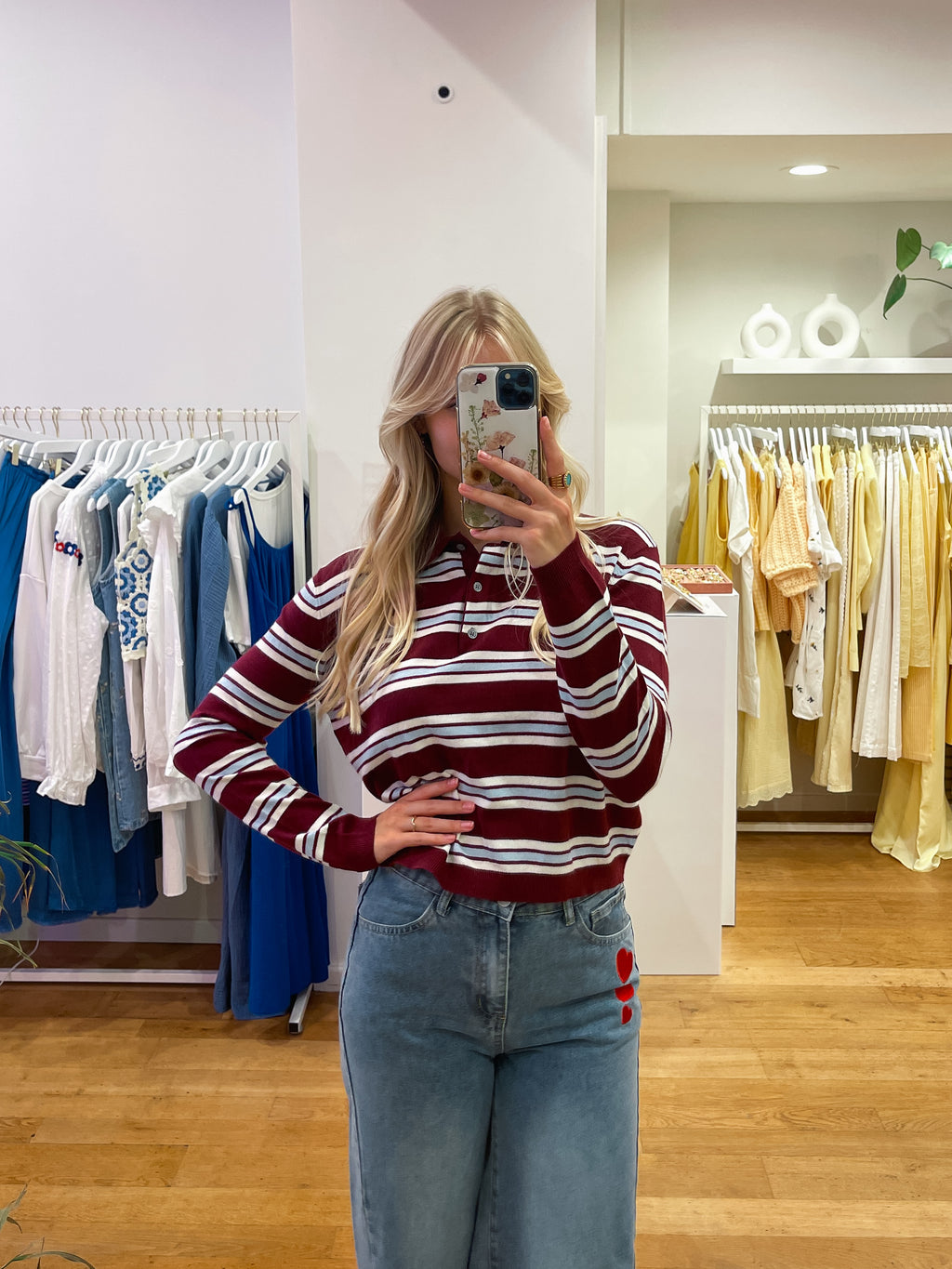 Bordeaux striped top