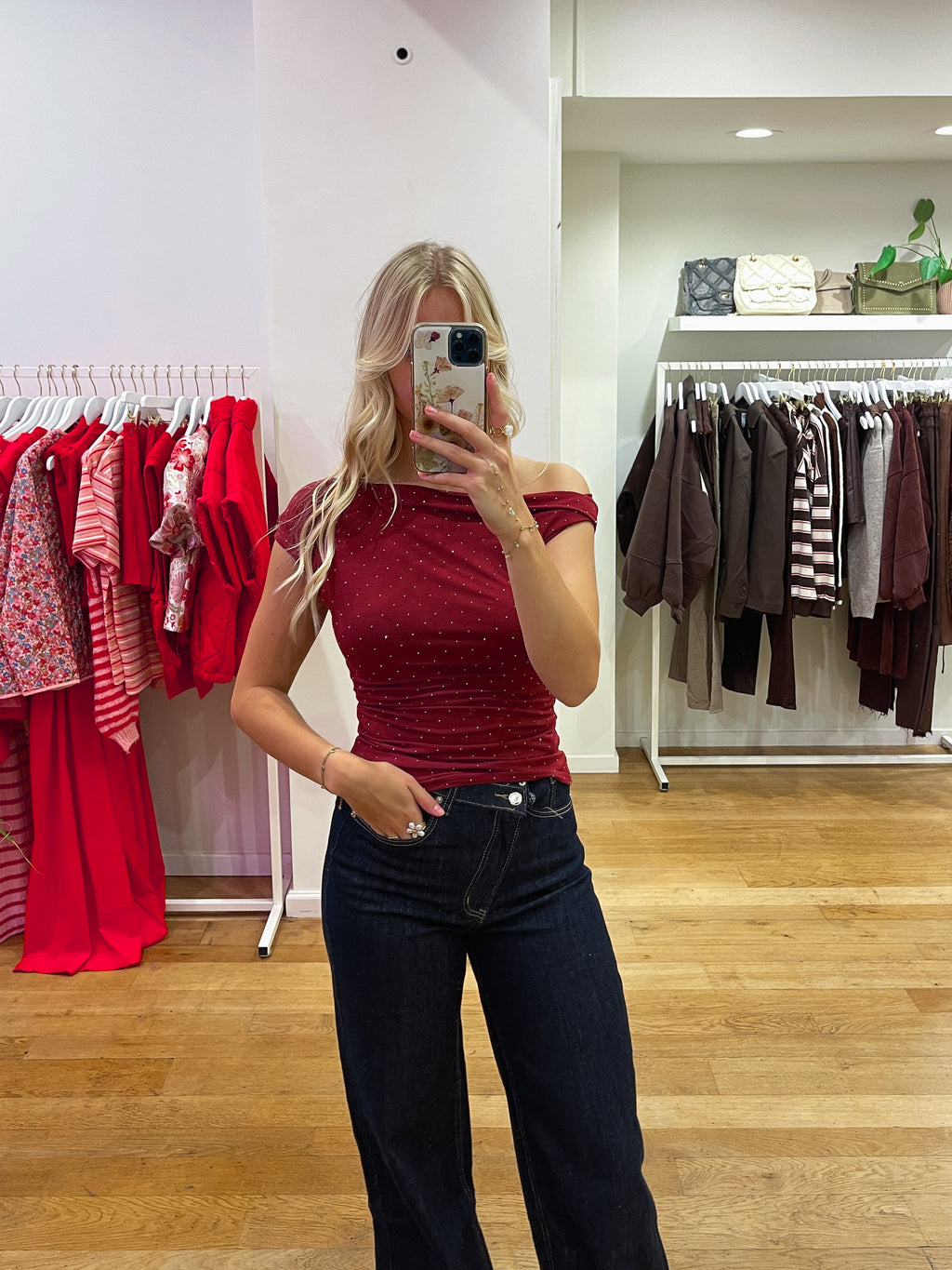 Bordeaux glitter top
