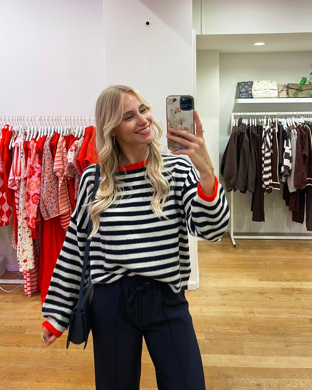 Striped wool sweater navy