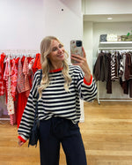 Striped wool sweater navy