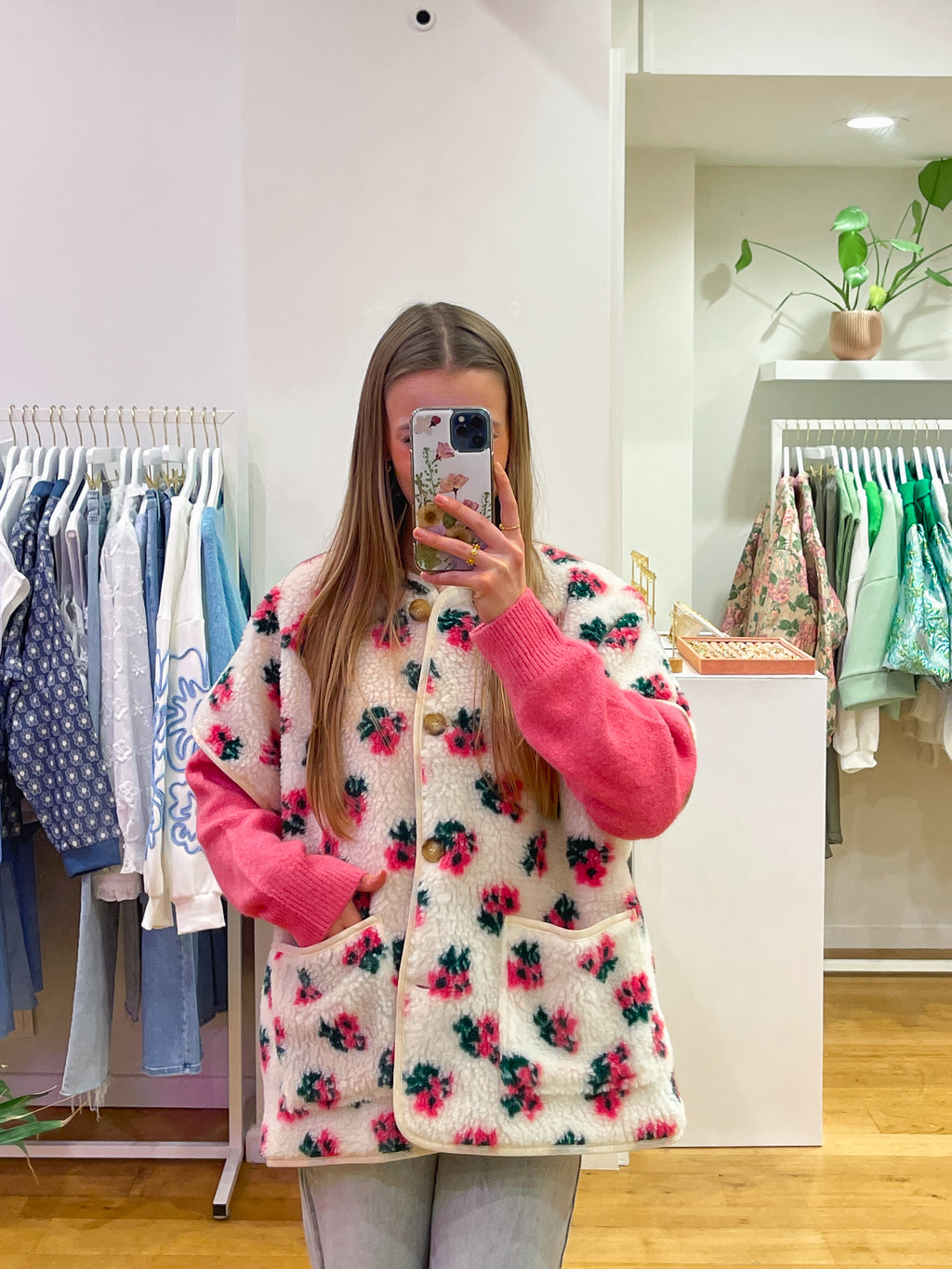 Flower teddy jacket