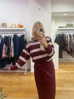 School stripes sweat bordeaux
