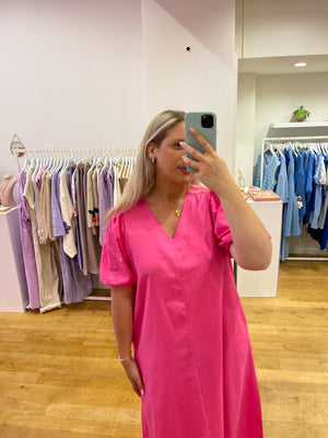 Linnen dress fushia